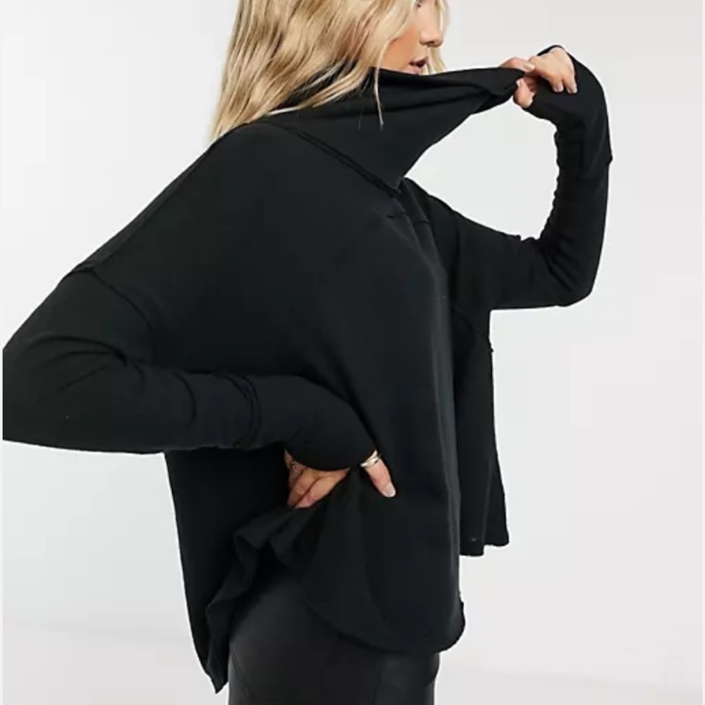 Free People Black Cowl Neck Sweater
